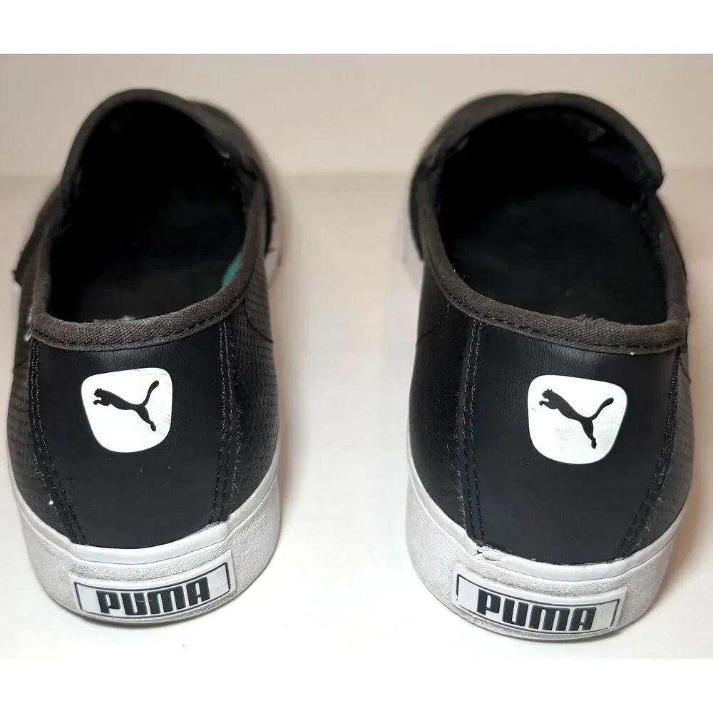 PUMA Bari Cat Faux Leather Slip-on Sneaker Womens Size 9 - Black 374607-03